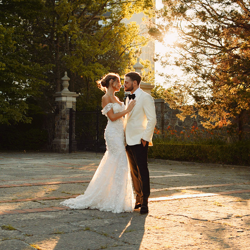 Kalinka and Adriano at sunset during their Graydon hall Manor wedding